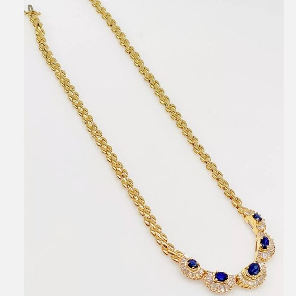 NATURAL 7CT SAPPHIRE DIAMOND 17" NECKLACE!! $15K! - Picture 3 of 4